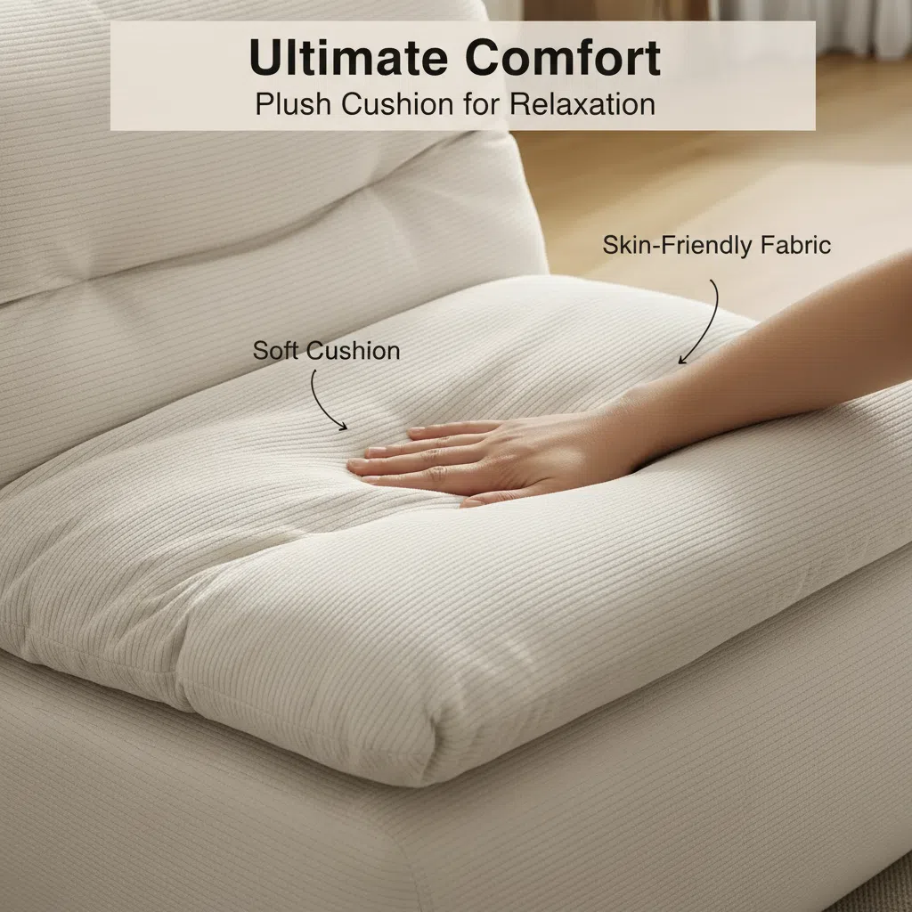 Plush Corduroy Cloud Sofa Chair with Ottoman - Small Space Living Room Bedroom Furniture