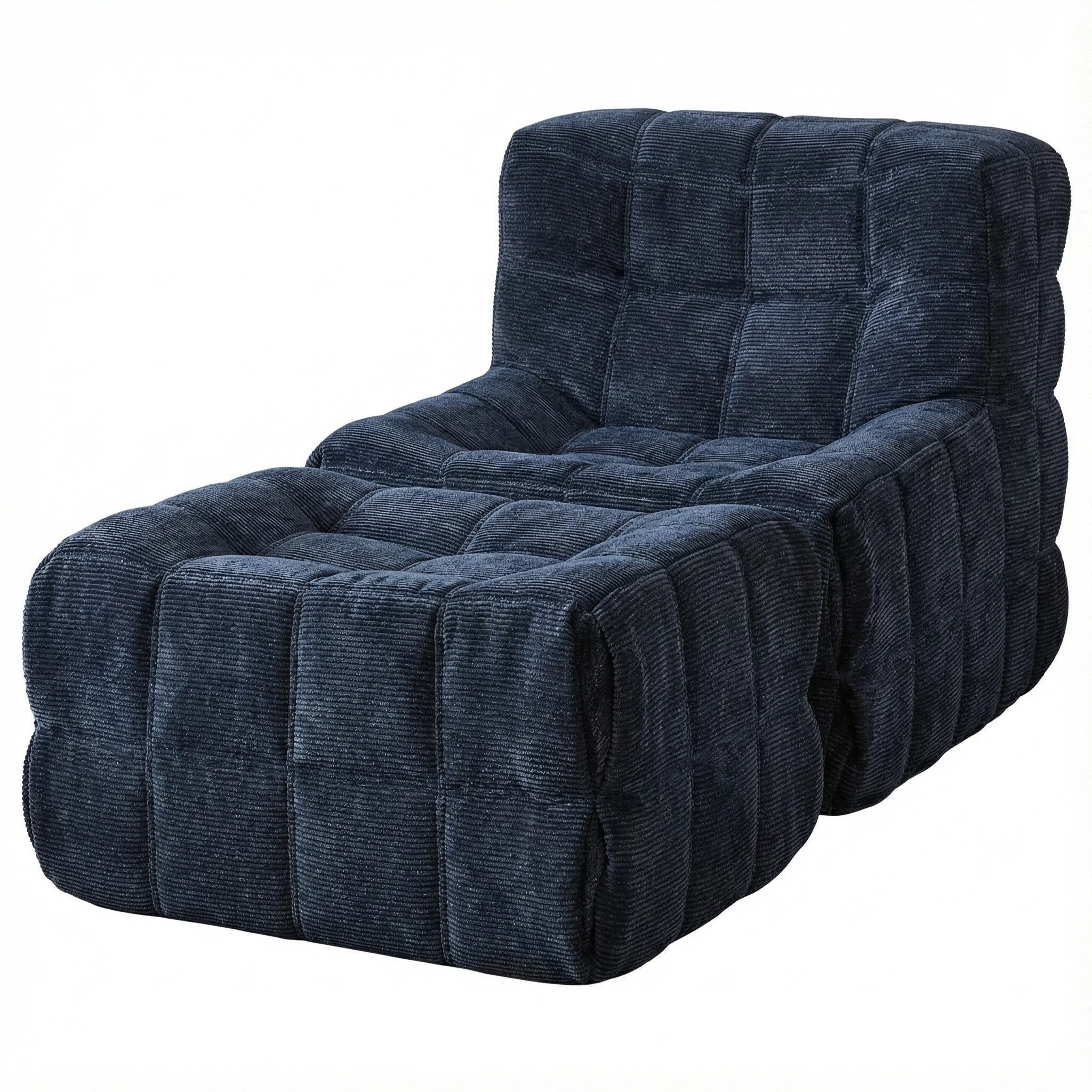 Corduroy Cube Sofa with Ottoman - Single/Double Size Options | Glue-Free Cotton Healthy Material Sofa