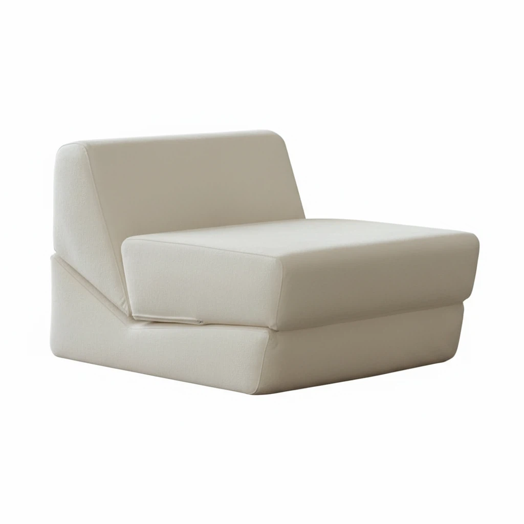 Beige Three-Layer Comfort Single Sofa | High-Density Foam & Feather Silk Cotton Corduroy Sofa | Small Space Living Room Bedroom Furniture