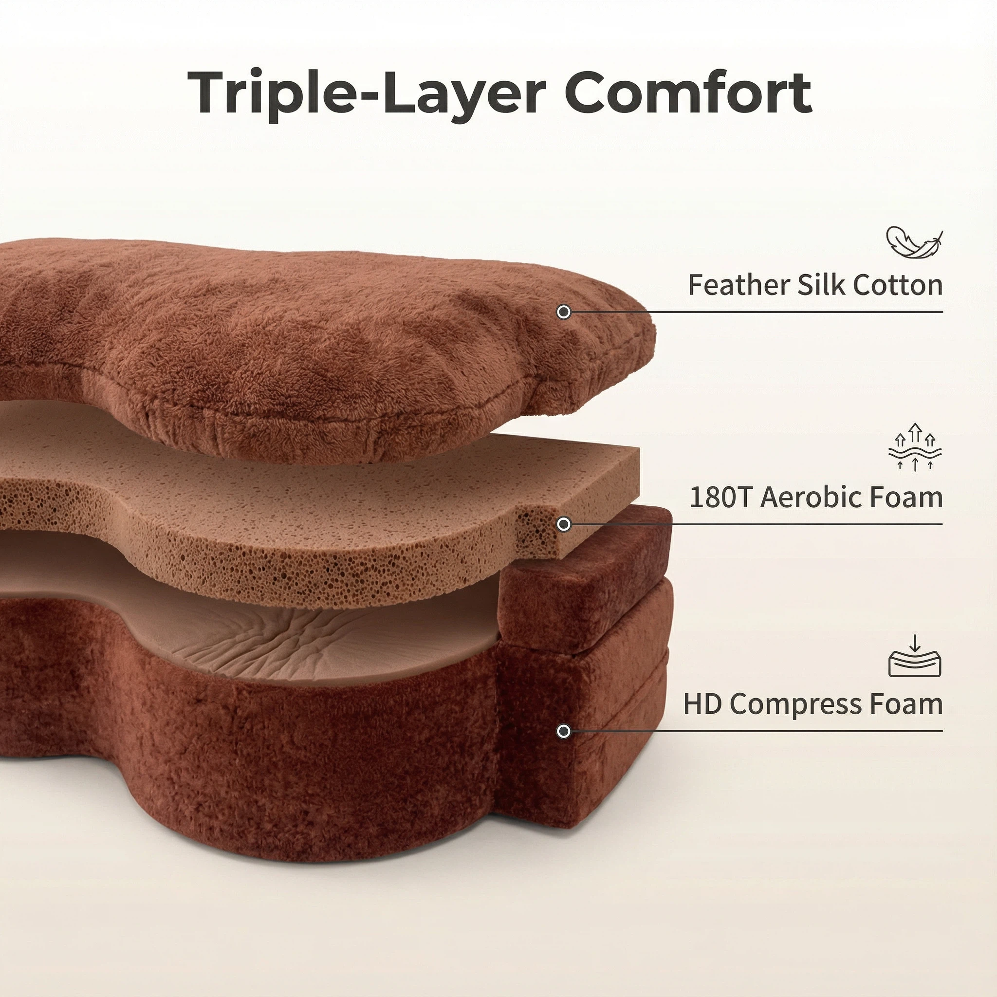 Brown Triple-Layer Comfort Corduroy Sofa - Large Double/Double Size Options | High-Density Foam Living Room Furniture