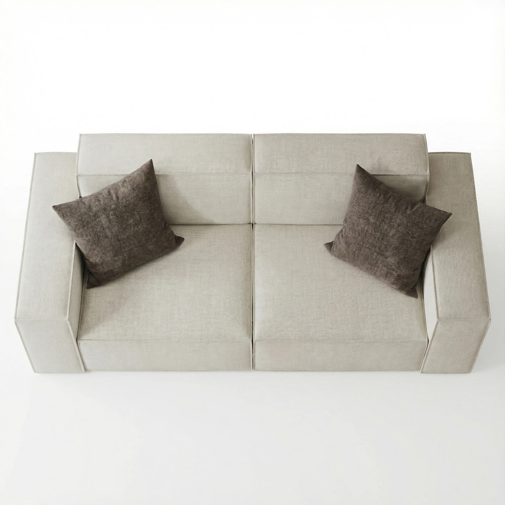 Light Beige Modular Glue-Free Cotton Sofa - High-Density Foam Multi-Size Living Room Furniture