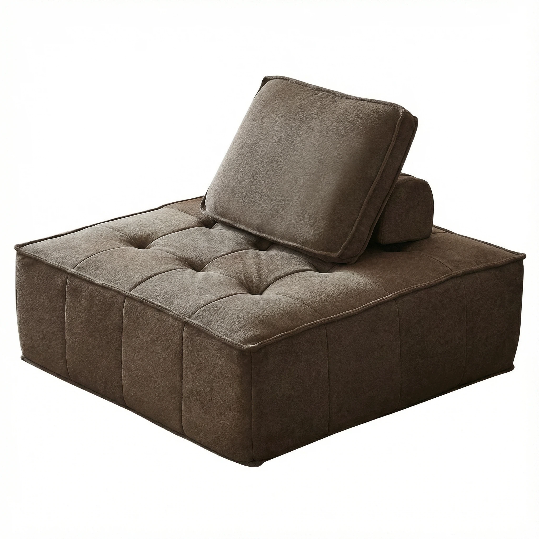 Brown Velvet Tufted Sofa - High-Density Sponge Filling | Modern Luxury Living Room Furniture