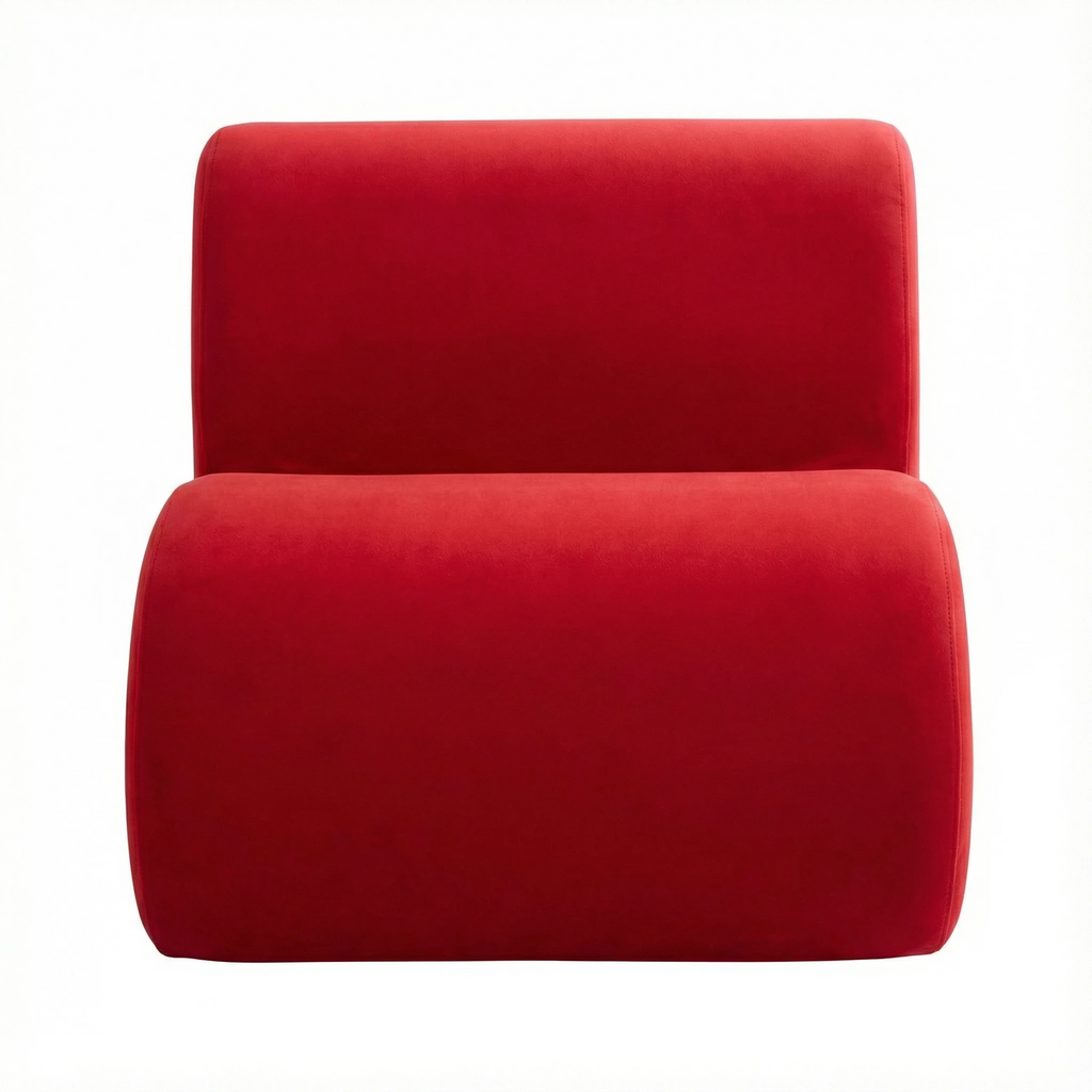 Foshan Factory Red Velvet Single Sofa - Triple-Layer Comfort, Premium High-Density Foam, Modern Living Room Accent Chair