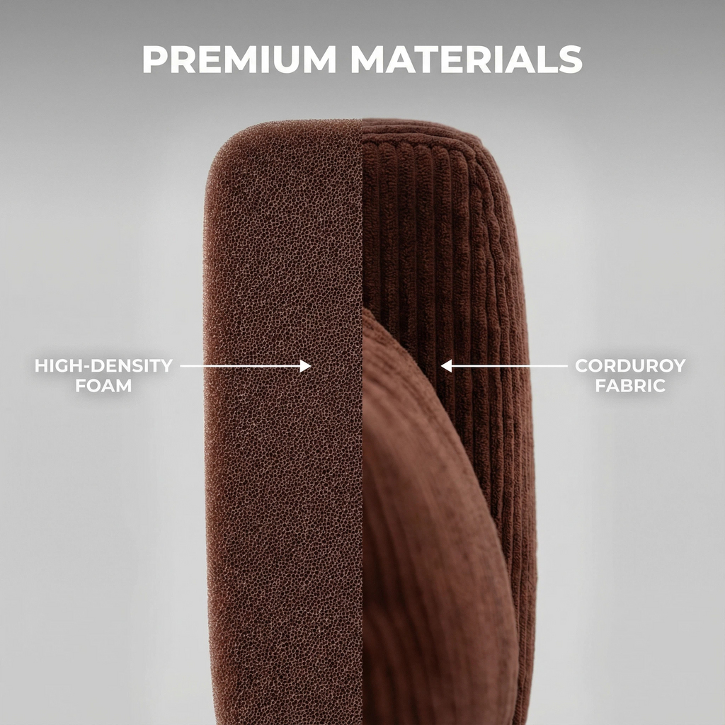 Brown Triple-Layer Comfort Corduroy Sofa - Large Double/Double Size Options | High-Density Foam Living Room Furniture