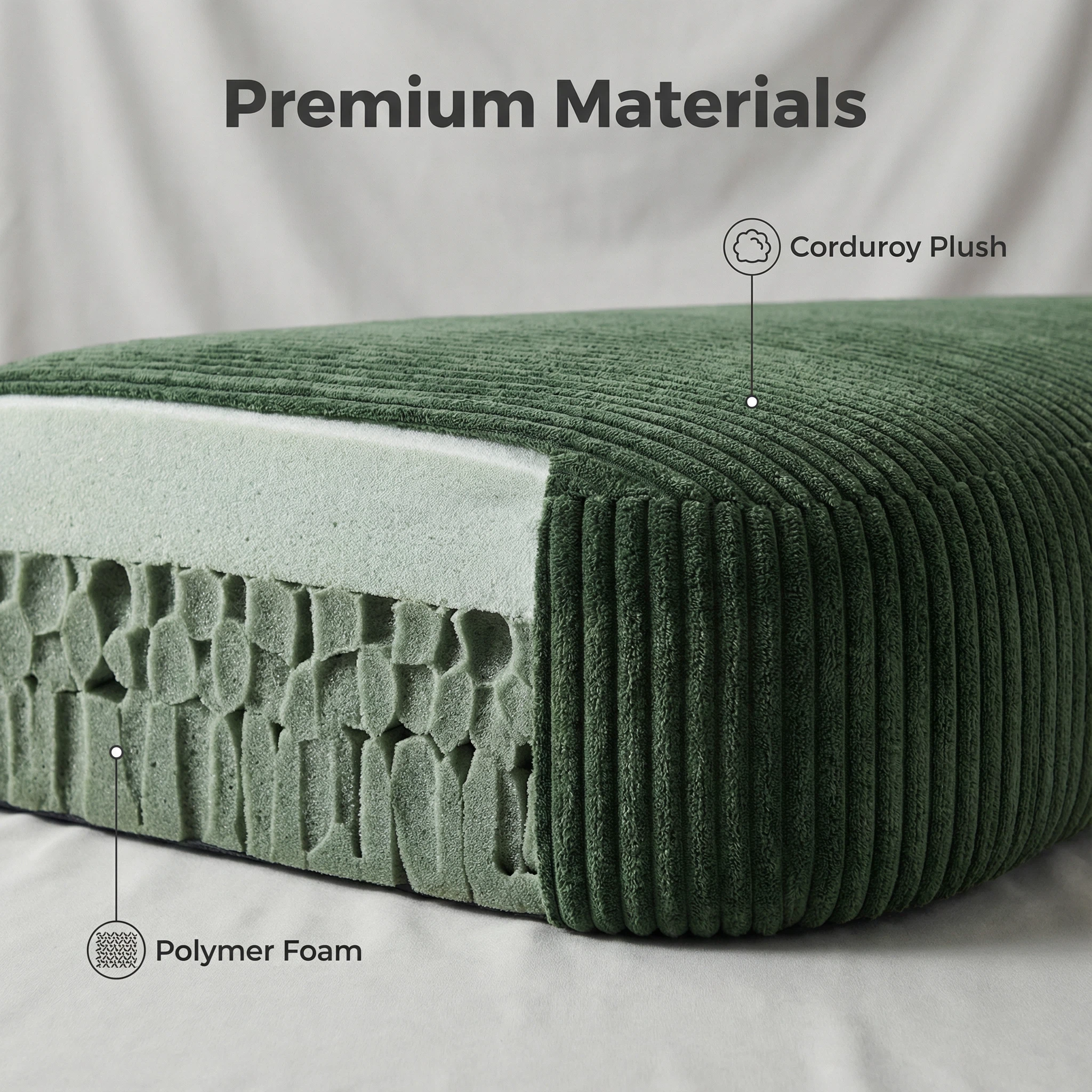 Beige Corduroy High-Elastic Foam Sofa - Glue-Free Cotton Healthy Material | Multi-Size Including L-Shaped Living Room Furniture