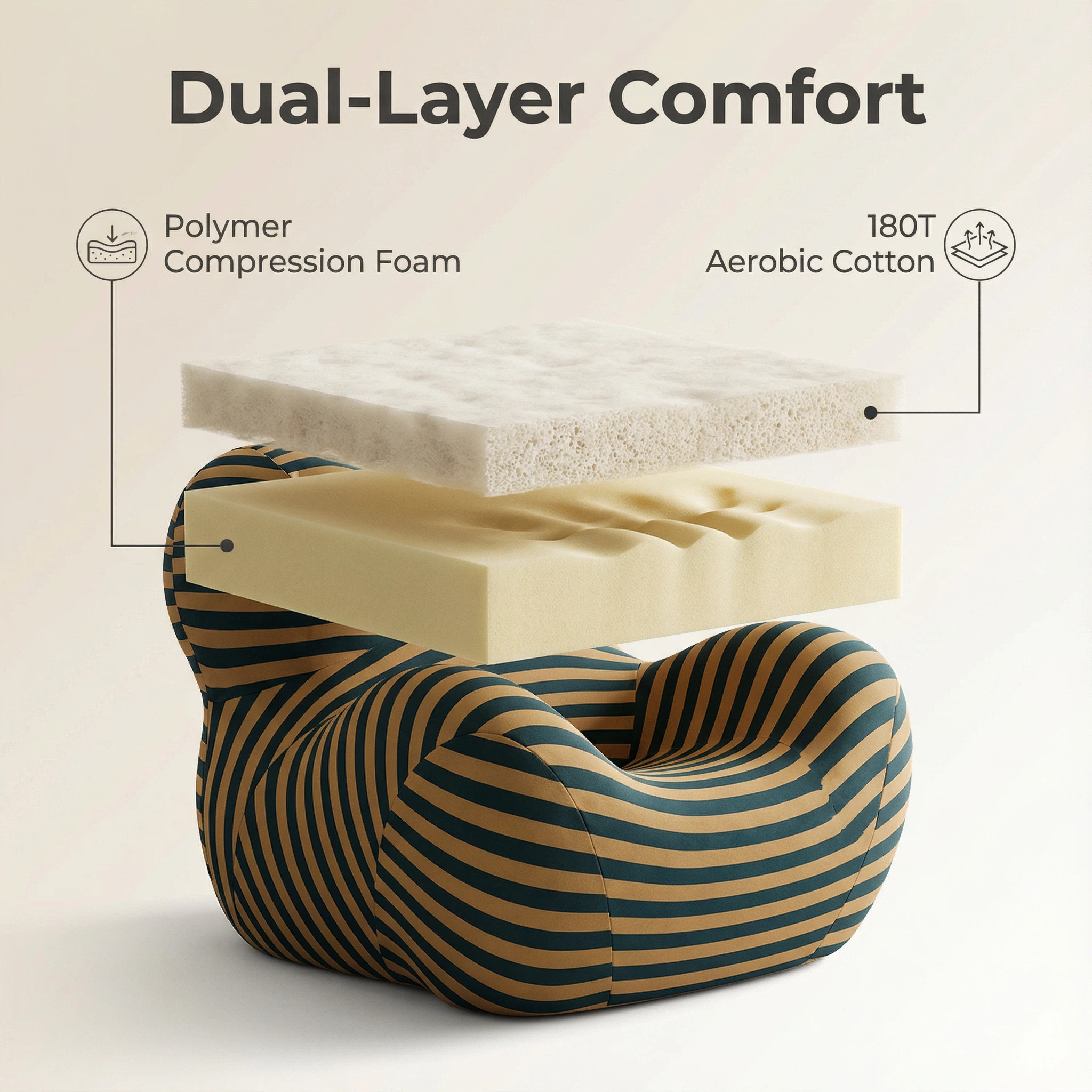 Foshan Factory Unique Striped Corduroy Accent Chair - Dual-Layer Comfort, 2 Sizes Available, Modern Living Room Statement Furniture