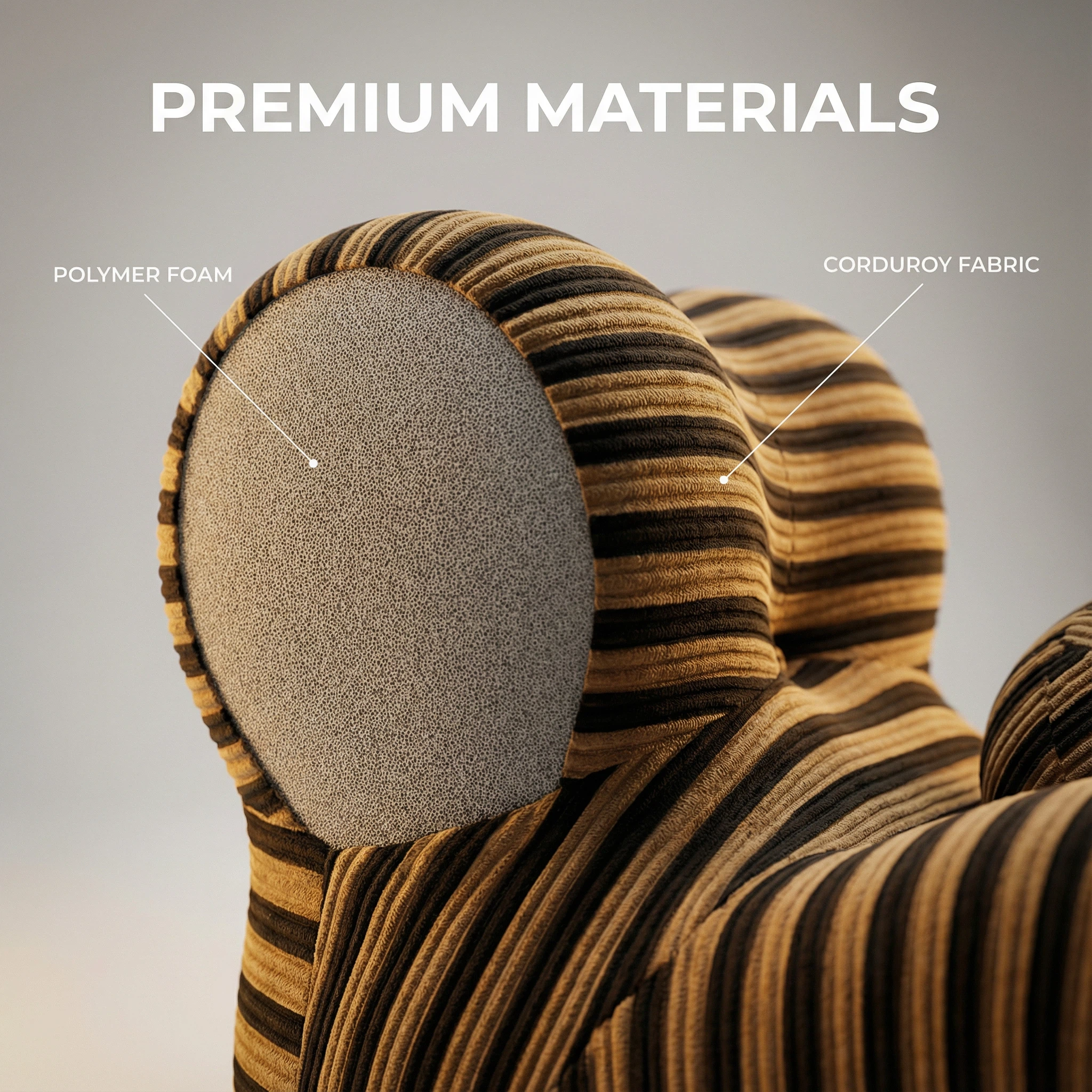 Foshan Factory Unique Striped Corduroy Accent Chair - Dual-Layer Comfort, 2 Sizes Available, Modern Living Room Statement Furniture