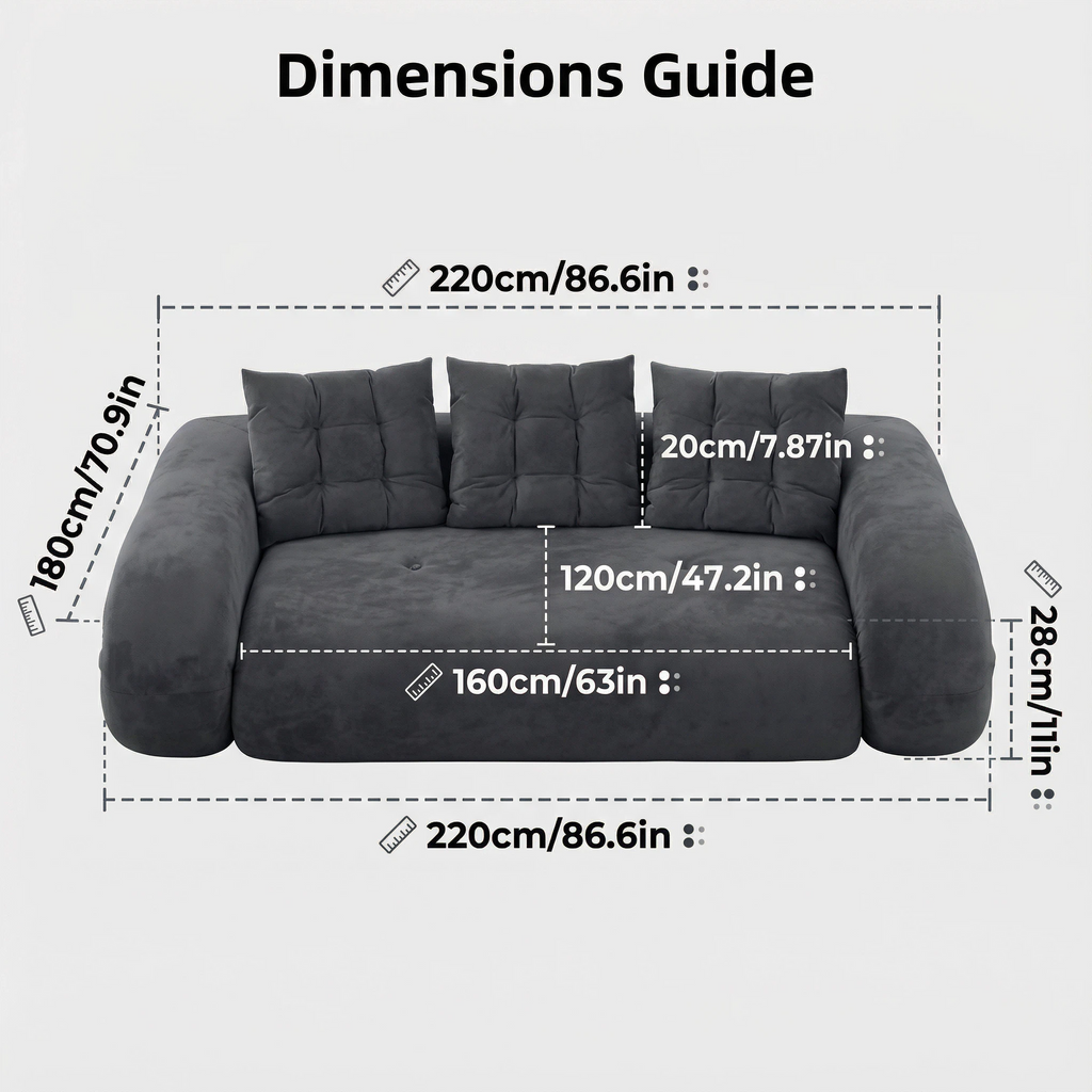 Foshan Factory Gray Corduroy 3-Seater Sofa - Triple Comfort Layers, Premium High-Density Foam, Modern Living Room Furniture