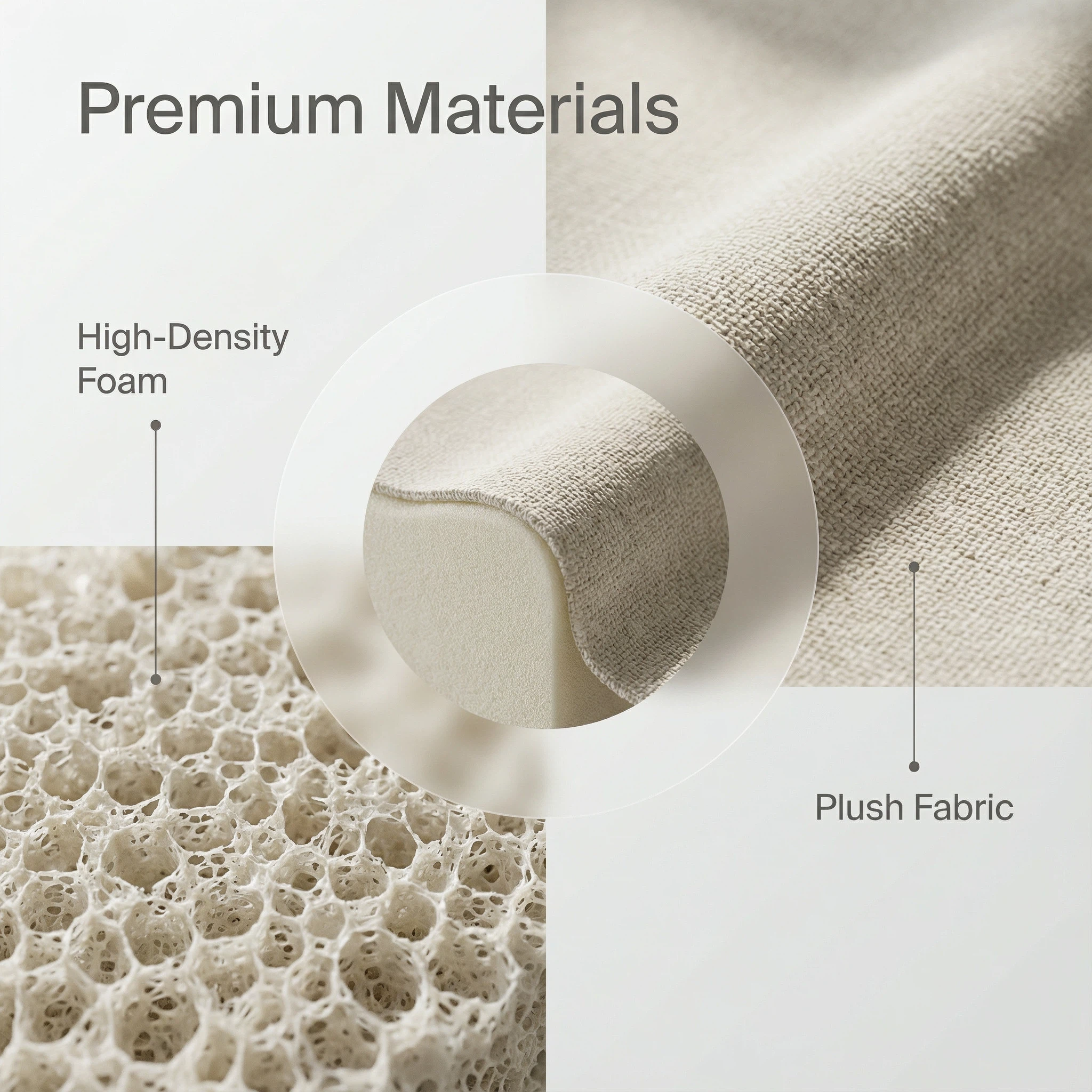 Light Beige Modular Glue-Free Cotton Sofa - High-Density Foam Multi-Size Living Room Furniture