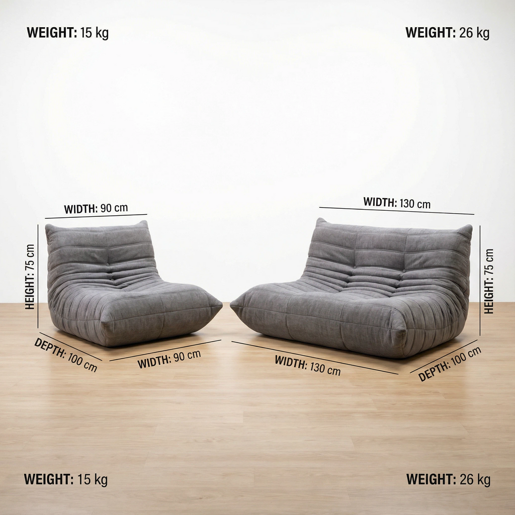 Quilted Plush Sponge Sofa - Single/Double Size Options | Glue-Free Cotton Healthy Living Room Sofa