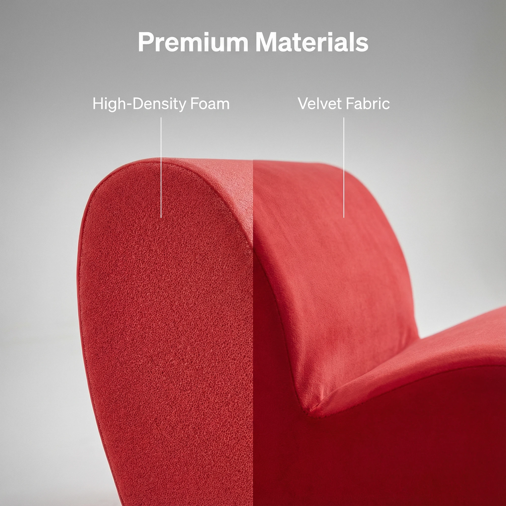 Foshan Factory Red Velvet Single Sofa - Triple-Layer Comfort, Premium High-Density Foam, Modern Living Room Accent Chair