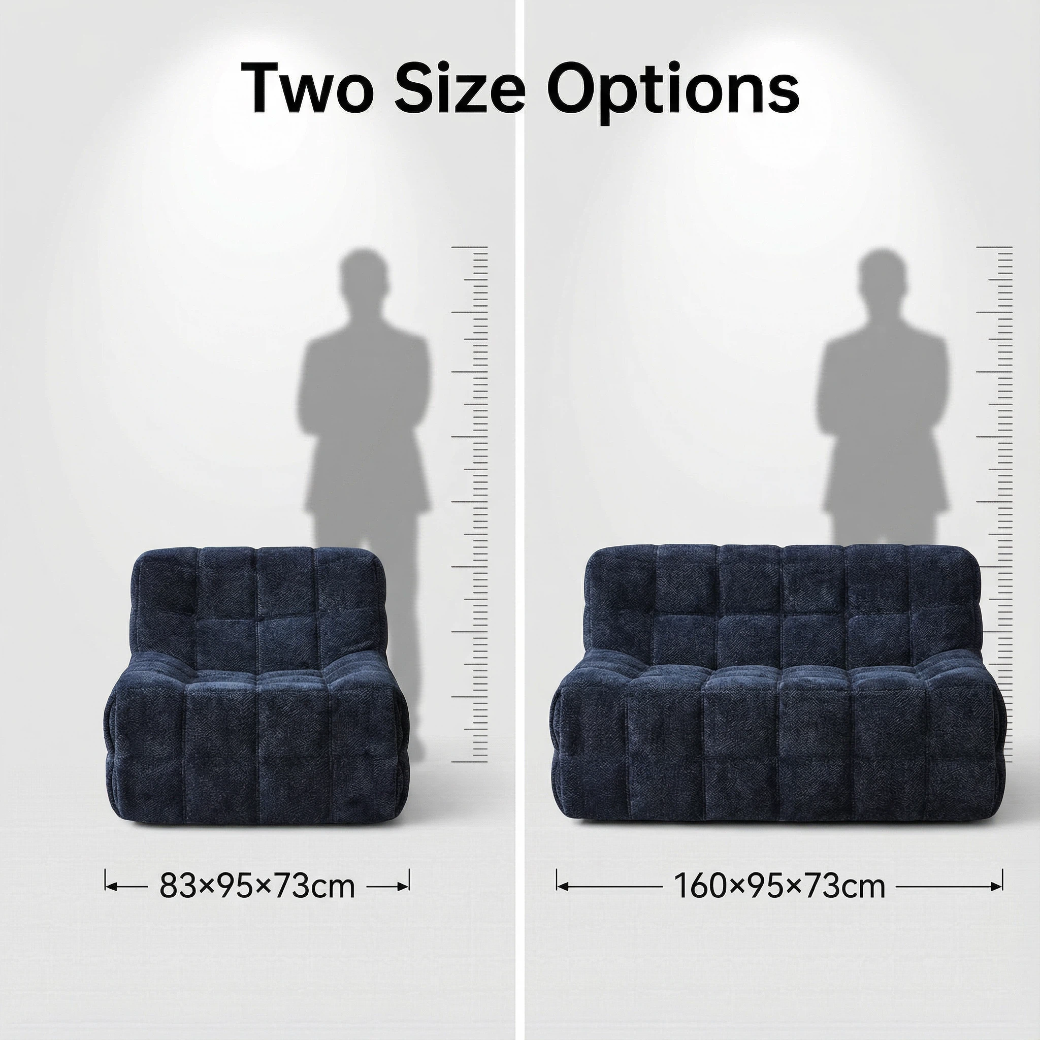 Corduroy Cube Sofa with Ottoman - Single/Double Size Options | Glue-Free Cotton Healthy Material Sofa