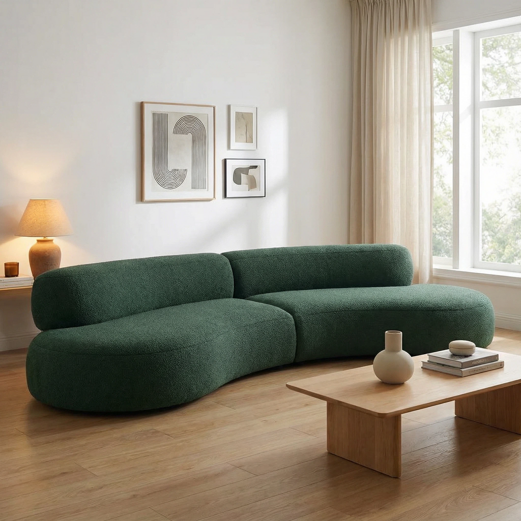 Beige Corduroy High-Elastic Foam Sofa - Glue-Free Cotton Healthy Material | Multi-Size Including L-Shaped Living Room Furniture