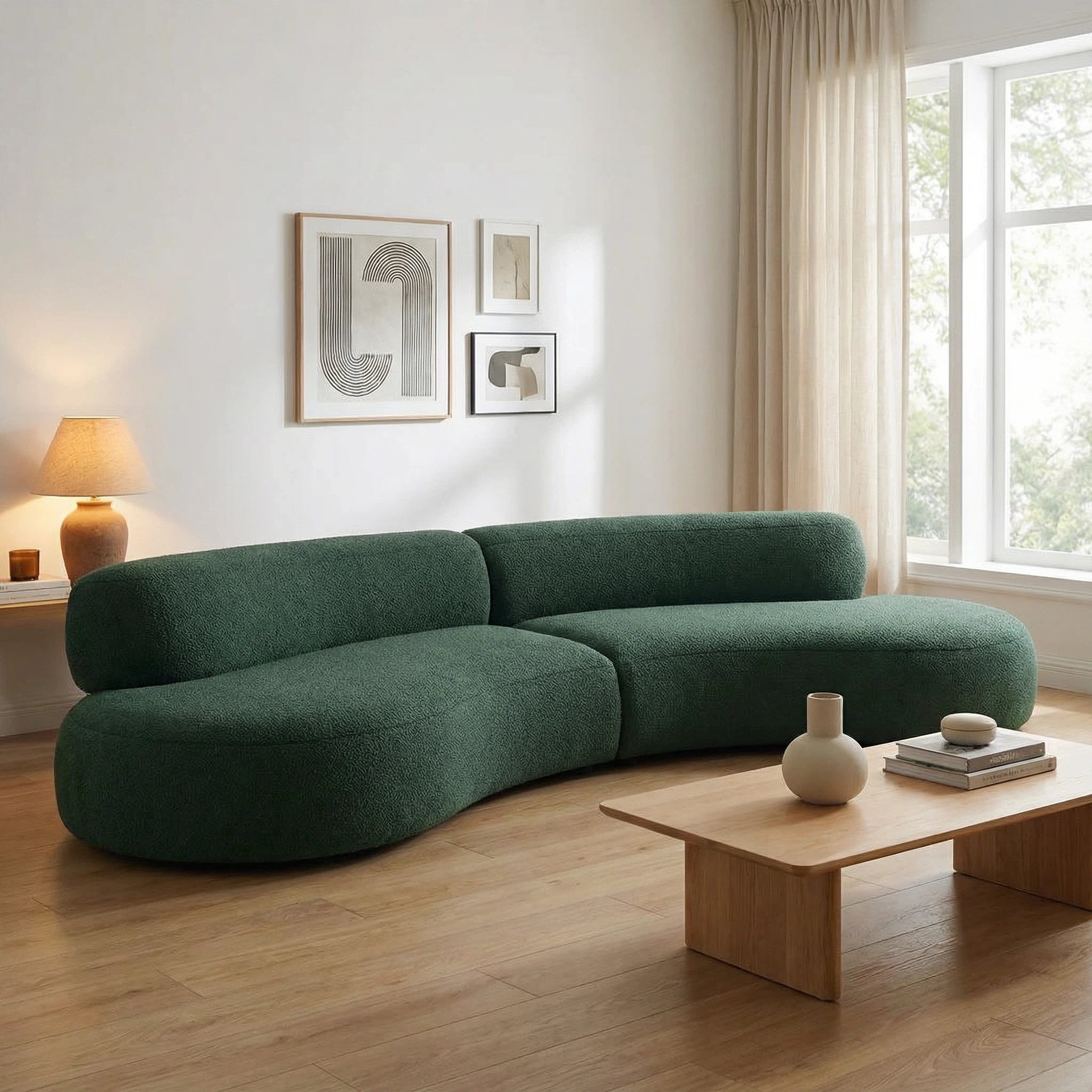 Beige Corduroy High-Elastic Foam Sofa - Glue-Free Cotton Healthy Material | Multi-Size Including L-Shaped Living Room Furniture