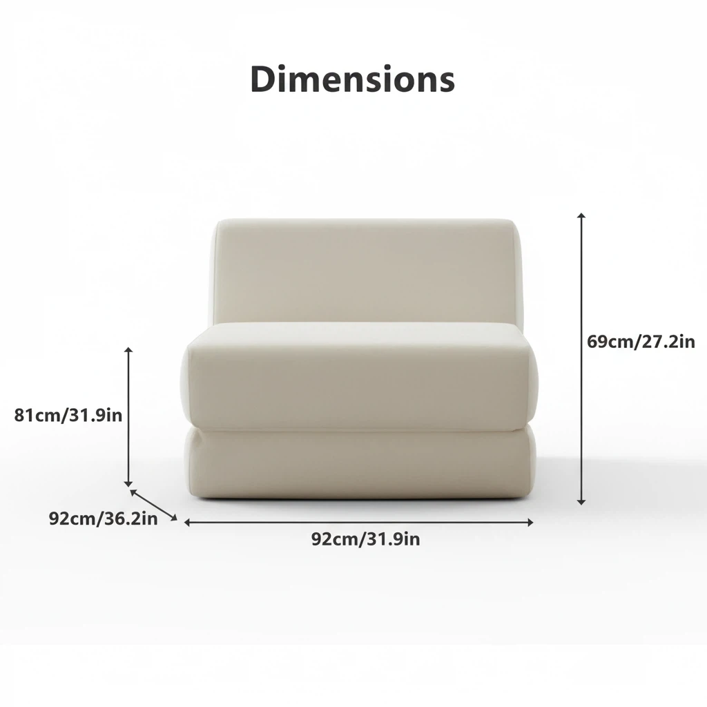 Beige Three-Layer Comfort Single Sofa | High-Density Foam & Feather Silk Cotton Corduroy Sofa | Small Space Living Room Bedroom Furniture