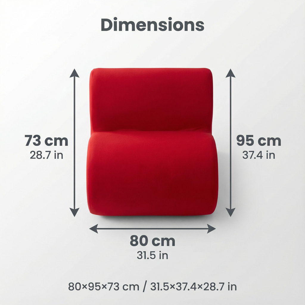Foshan Factory Red Velvet Single Sofa - Triple-Layer Comfort, Premium High-Density Foam, Modern Living Room Accent Chair