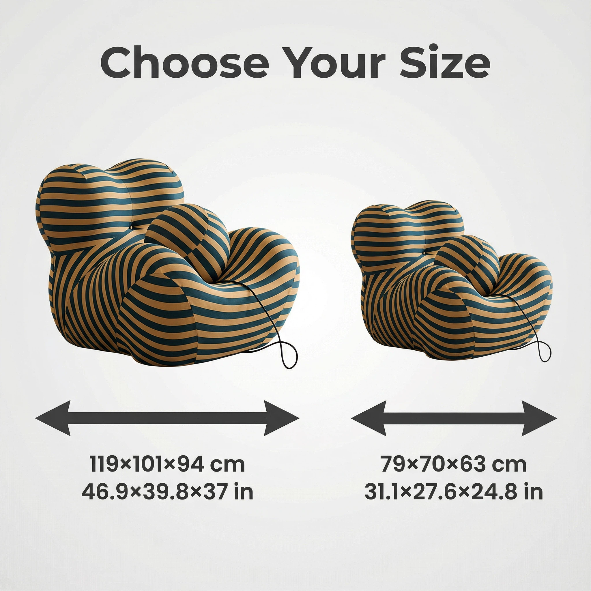 Foshan Factory Unique Striped Corduroy Accent Chair - Dual-Layer Comfort, 2 Sizes Available, Modern Living Room Statement Furniture