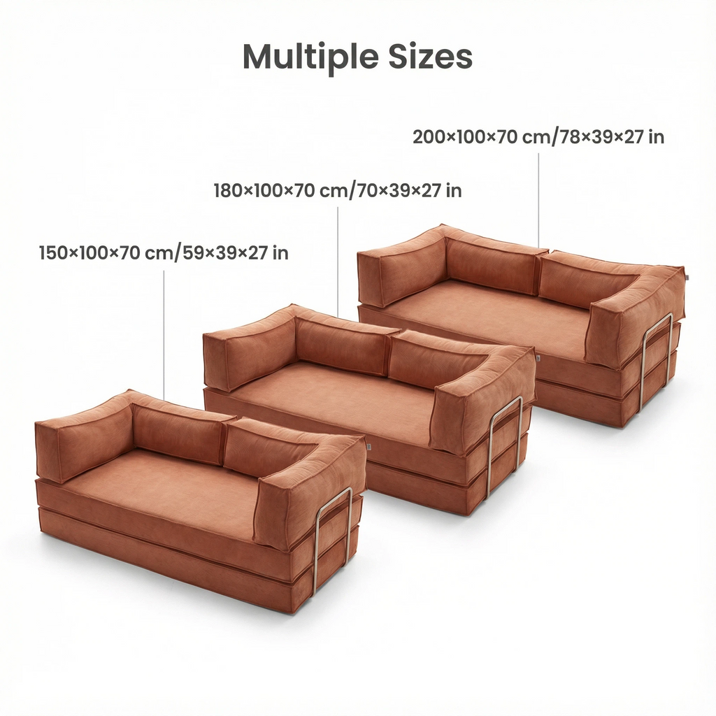 Caramel Corduroy Glue-Free Cotton Sofa - High-Density Foam Multi-Size Living Room Furniture