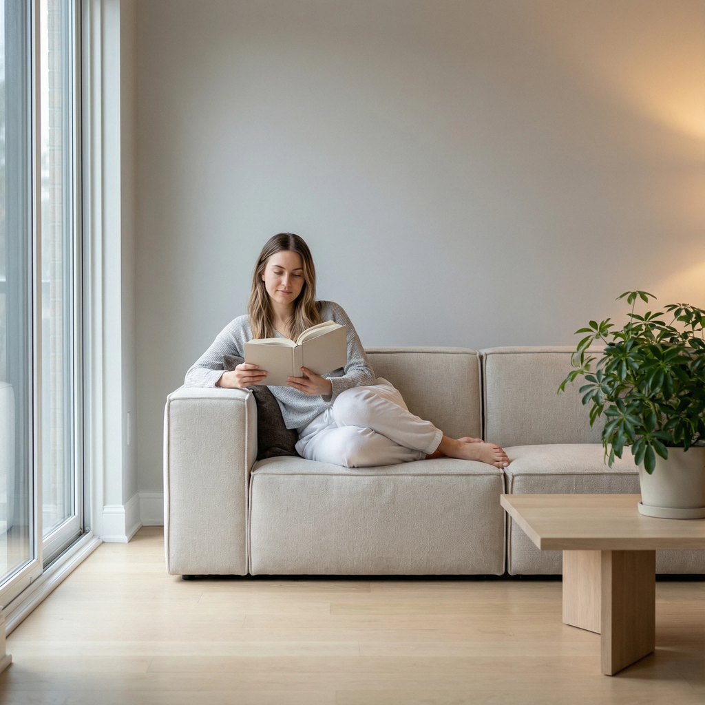 Light Beige Modular Glue-Free Cotton Sofa - High-Density Foam Multi-Size Living Room Furniture