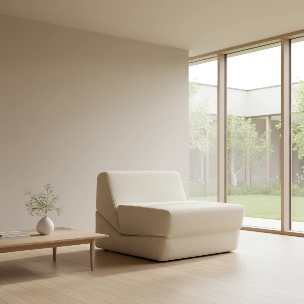 Beige Three-Layer Comfort Single Sofa | High-Density Foam & Feather Silk Cotton Corduroy Sofa | Small Space Living Room Bedroom Furniture