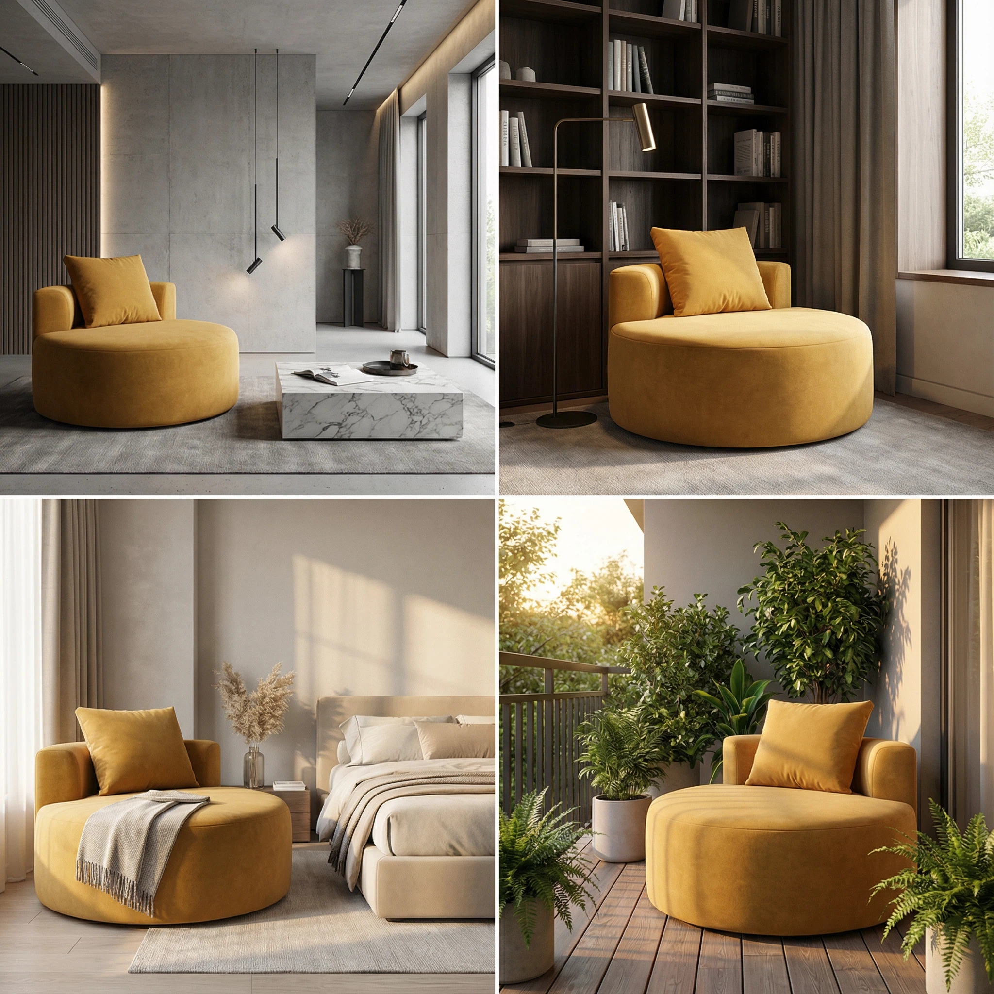 Foshan Factory Black Circular Polymer Sofa - Modern Comfort, Durable Compact Design, 100×100cm Accent Chair